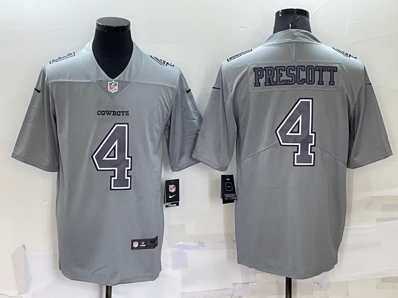 Men's Dallas Cowboys #4 Dak Prescott Grey Atmosphere Fashion Stitched Jersey